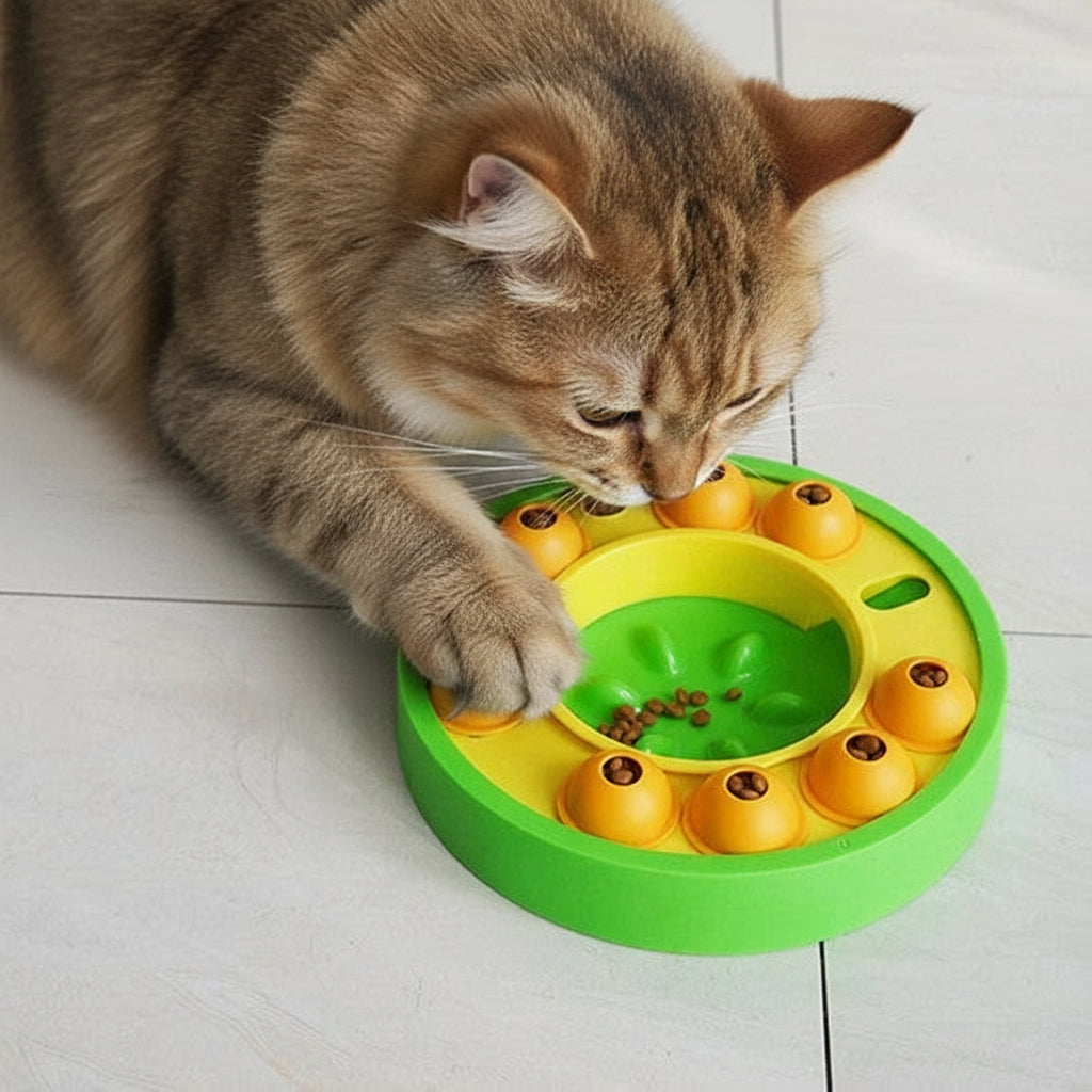 Comedero Interactivo Inteligente para Mascotas - Juguete Educativo Antideslizante con Dispensador Giratorio