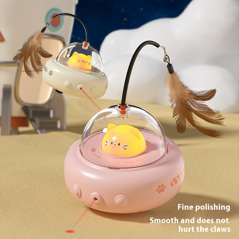 Juguete Interactivo Eléctrico para Gatos - Varita UFO con Plumas y Campana Recargable USB