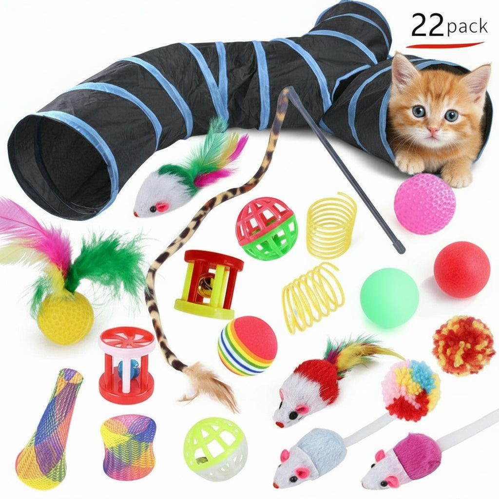 Set de 22 Juguetes para Gatos - Kit Completo de Entretenimiento y Estimulación