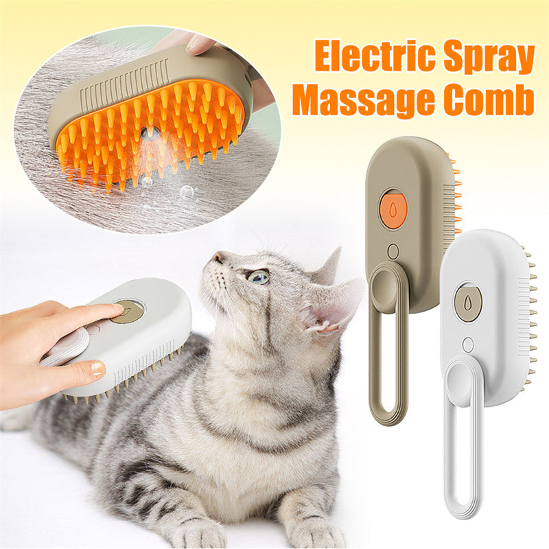 3 en 1 Cepillo Eléctrico con Vapor para Mascotas – Ideal para Gatos y Perros | Masaje, Aseo y Eliminación de Pelo