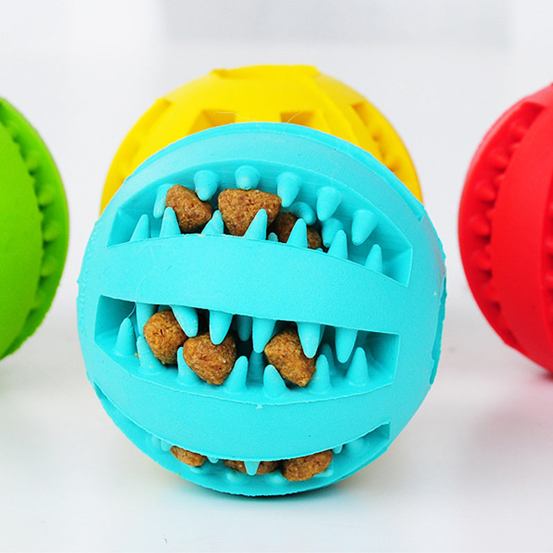 Pelota Interactiva Dispensadora de Snacks para Perros - Juguete Dental de Goma