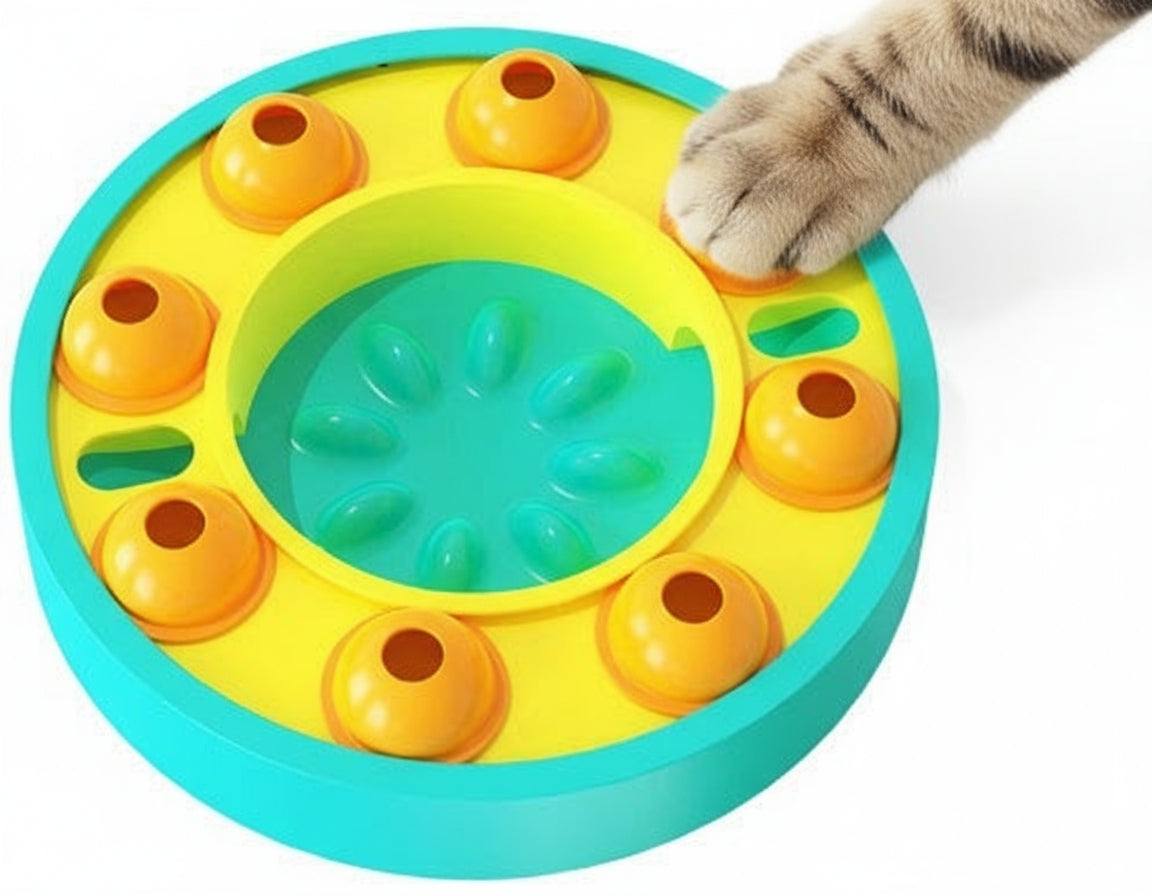 Comedero Interactivo Inteligente para Mascotas - Juguete Educativo Antideslizante con Dispensador Giratorio