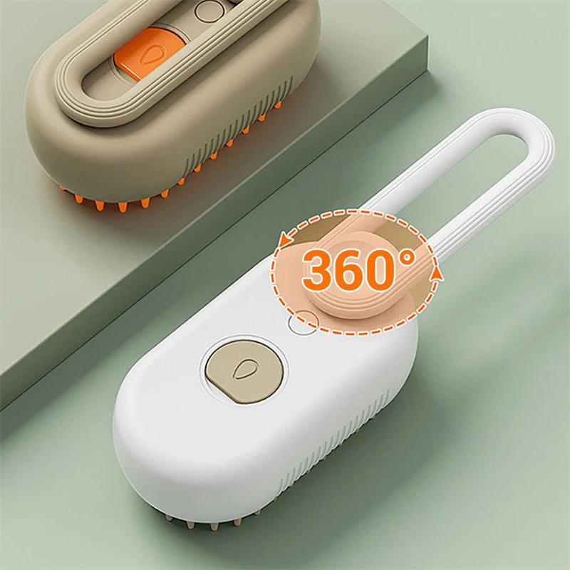 3 en 1 Cepillo Eléctrico con Vapor para Mascotas – Ideal para Gatos y Perros | Masaje, Aseo y Eliminación de Pelo