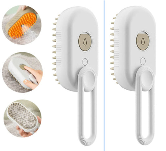 3 en 1 Cepillo Eléctrico con Vapor para Mascotas – Ideal para Gatos y Perros | Masaje, Aseo y Eliminación de Pelo